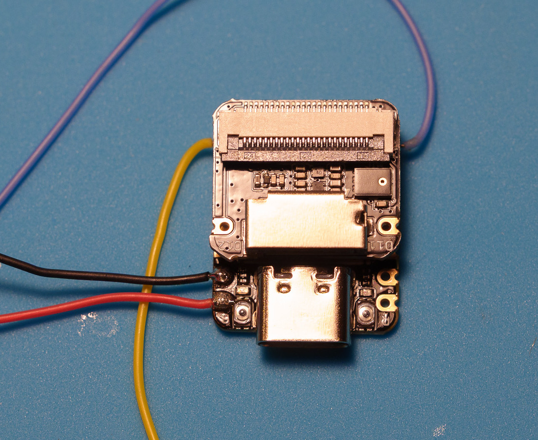 Real camera-free XIAO Sense recorder prototype with four wires